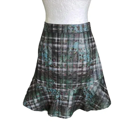 NEW Marie Oliver Filly Organza Mini Skirt in Inky Metallic Plaid Print - 4
